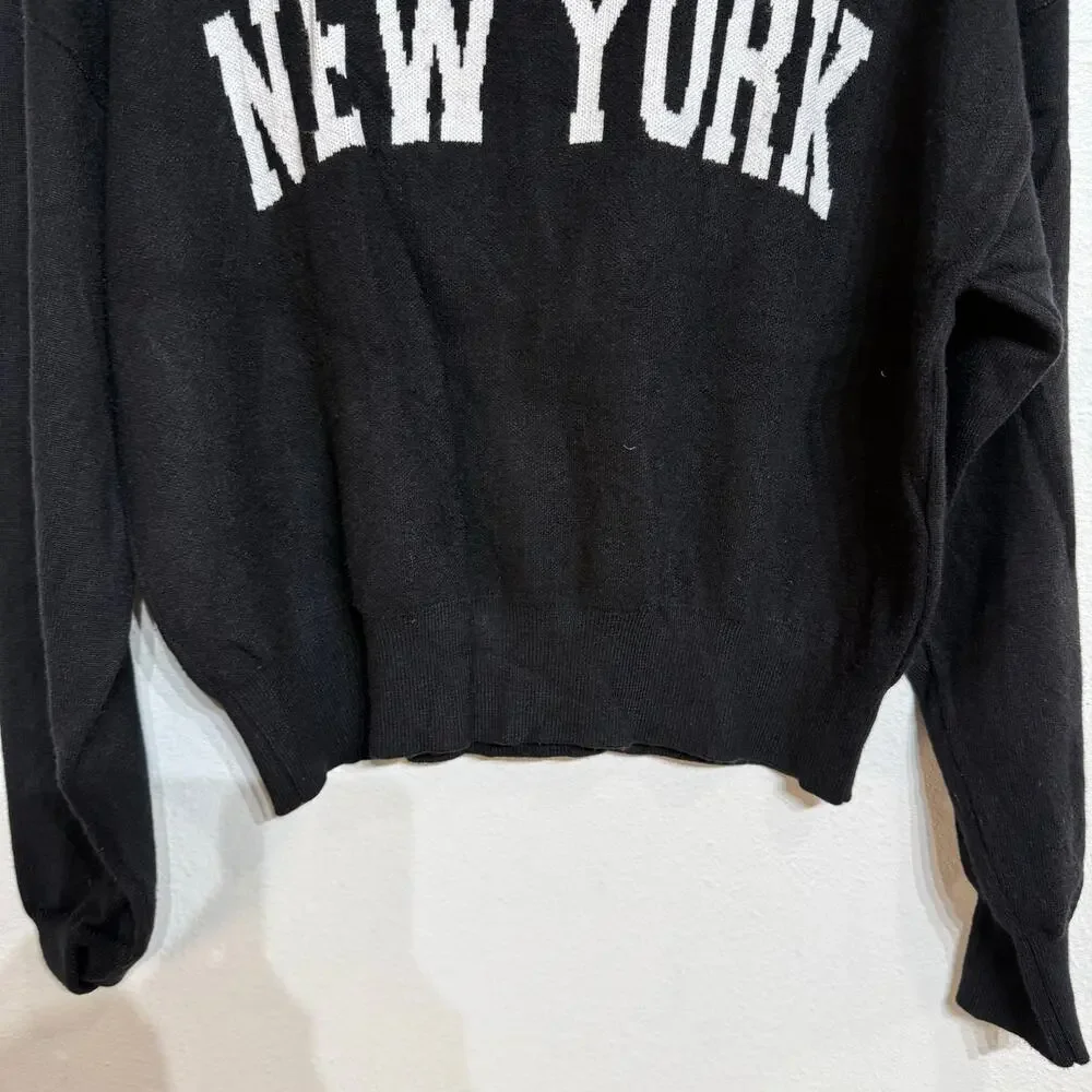 Forever 21 Black New York Graphic Knit Sweater Sz S